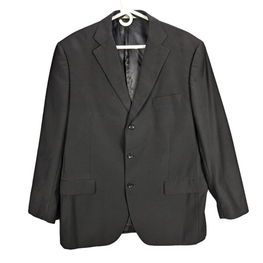 Abini Milano Blazer Mens 44R Wool Suit Jacket Black Formal Work Office Cocktail